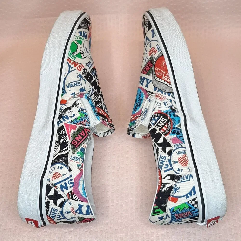 Vans Off The Wall Slip-On Shoes Multicolor Men Size 8.5 Stickers Skateboard - Picture 8 of 9